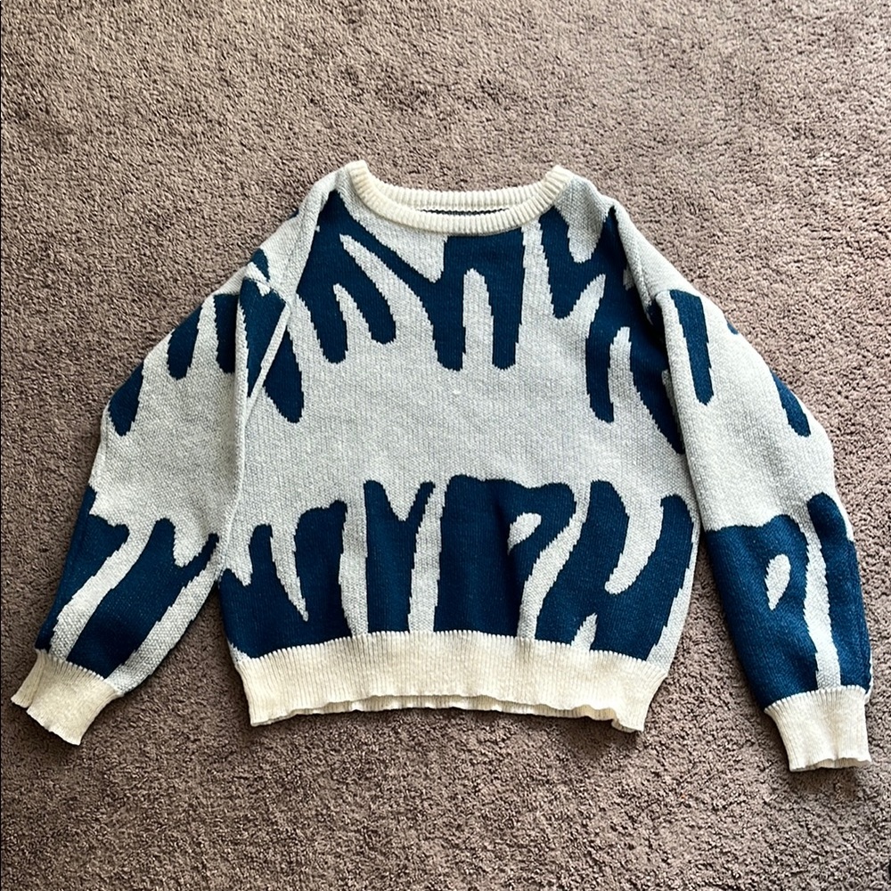 Stylish Blue and Cream Sweater